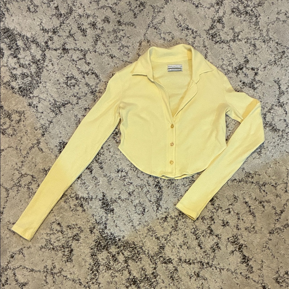 Urban Outfitters Yellow Button-Up crop top